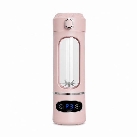 Blender portabil USB pentru smoothie 600ml, 12 lame inox, afisaj digital, roz