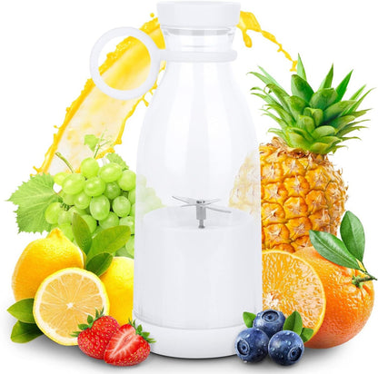 Blender portabil USB pentru smoothie si sucuri, mini mixer reincarcabil 420 ml albastru