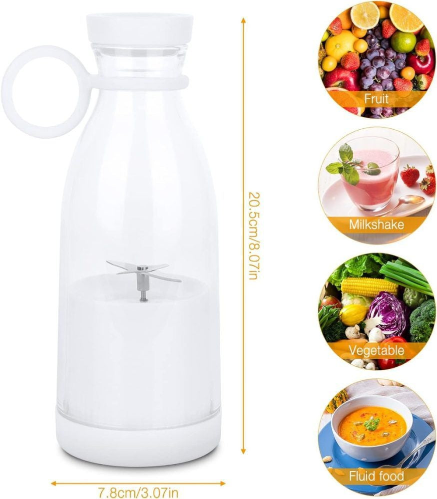 Blender portabil USB pentru smoothie si sucuri, mini mixer reincarcabil 420 ml alb