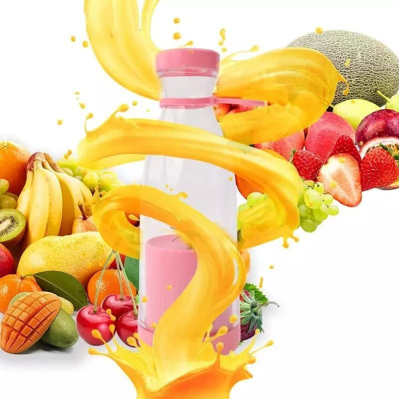 Blender portabil USB pentru smoothie si sucuri, mini mixer reincarcabil 420 ml roz