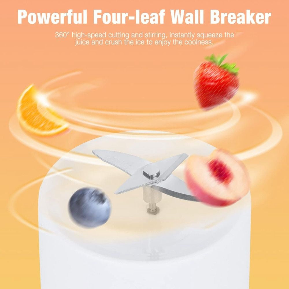 Blender portabil USB pentru smoothie si sucuri, mini mixer reincarcabil 420 ml roz