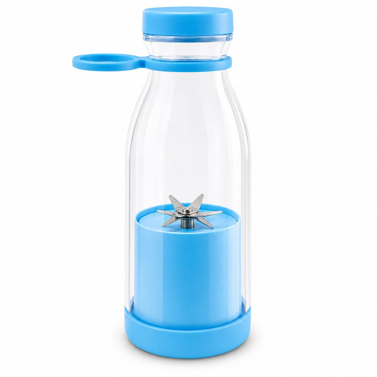 Blender portabil USB pentru smoothie si sucuri, mini mixer reincarcabil 420 ml albastru