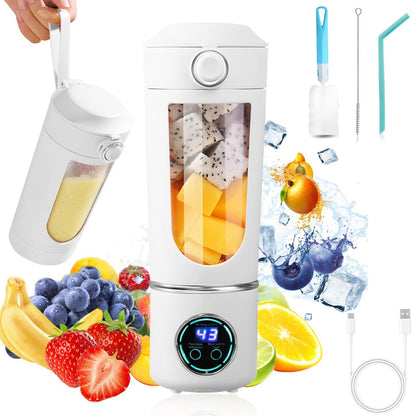 Blender portabil wireless 700ml cu 12 lame, 4 viteze si incarcare USB Type-C, alb