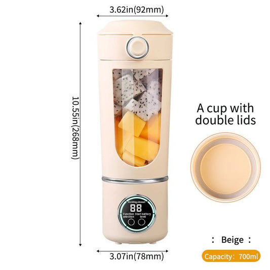 Blender portabil wireless 700ml cu 12 lame, 4 viteze si incarcare USB Type-C, crem