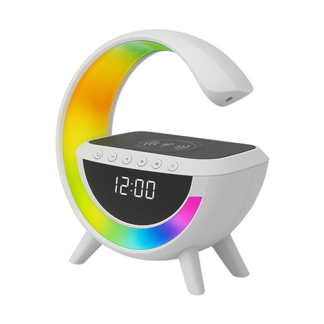 Boxa LED BT-3401 cu incarcare wireless, ceas digital si alarma, RGB 7 culori