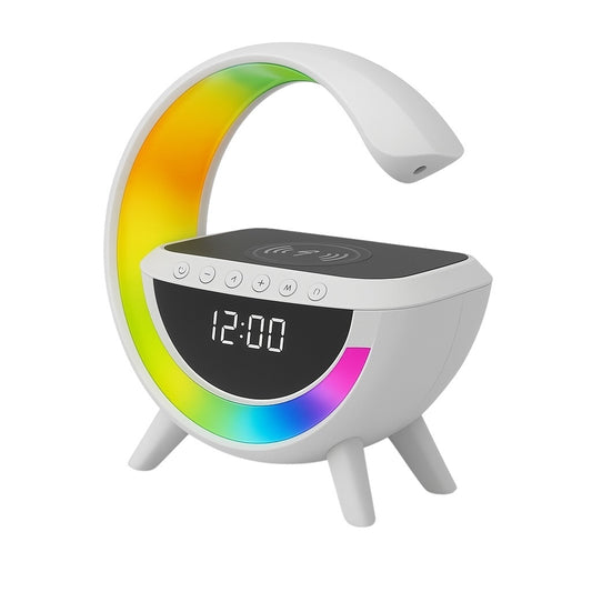 Boxa LED BT-3401 cu incarcare wireless, ceas digital si alarma, RGB 7 culori