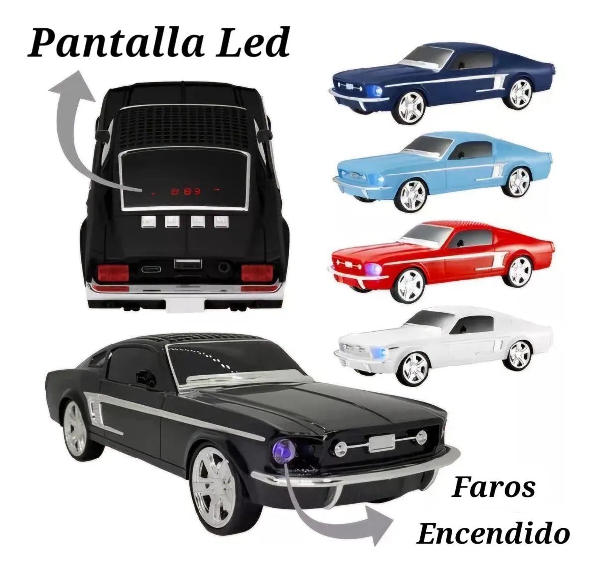 Boxa portabila Bluetooth in forma de masina clasica albastru inchis cu radio FM USB SD AUX