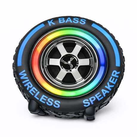 Boxă portabilă Bluetooth IX-BASS în formă de roată, TF, USB, FM, TWS, Albastru