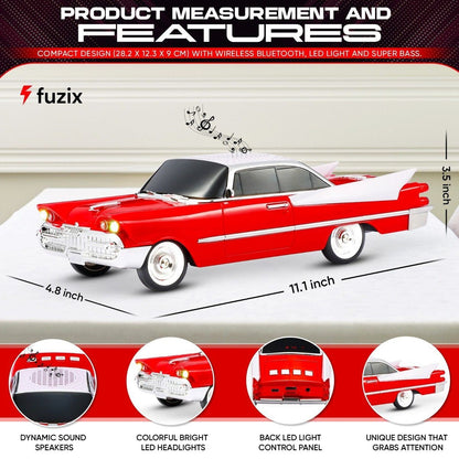 Boxa portabila Bluetooth masina retro, radio FM, USB, TF, AUX, LED, Type-C, rosu