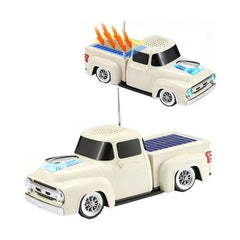 Boxa portabila Bluetooth masina vintage, radio FM, panou solar, lumini LED, alb laptos