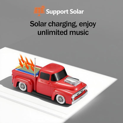 Boxa portabila Bluetooth masina vintage, radio FM, panou solar, USB, TF, lumini LED, rosu