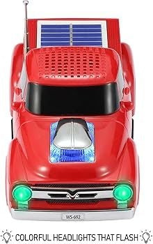 Boxa portabila Bluetooth masina vintage, radio FM, panou solar, USB, TF, lumini LED, rosu