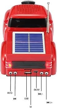 Boxa portabila Bluetooth masina vintage, radio FM, panou solar, USB, TF, lumini LED, rosu