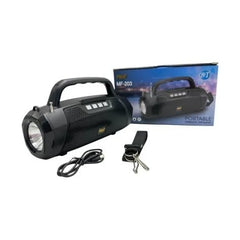 Boxa portabila Bluetooth MF-203 LED, 2x5W, baterie 1200mAh, radio FM, TF, AUX, USB, negru, difuzoare 52mm,