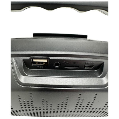 Boxa portabila Bluetooth MF-203 LED, 2x5W, baterie 1200mAh, radio FM, TF, AUX, USB, negru, difuzoare 52mm,