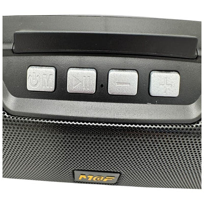 Boxa portabila Bluetooth MF-203 LED, 2x5W, baterie 1200mAh, radio FM, TF, AUX, USB, negru, difuzoare 52mm,