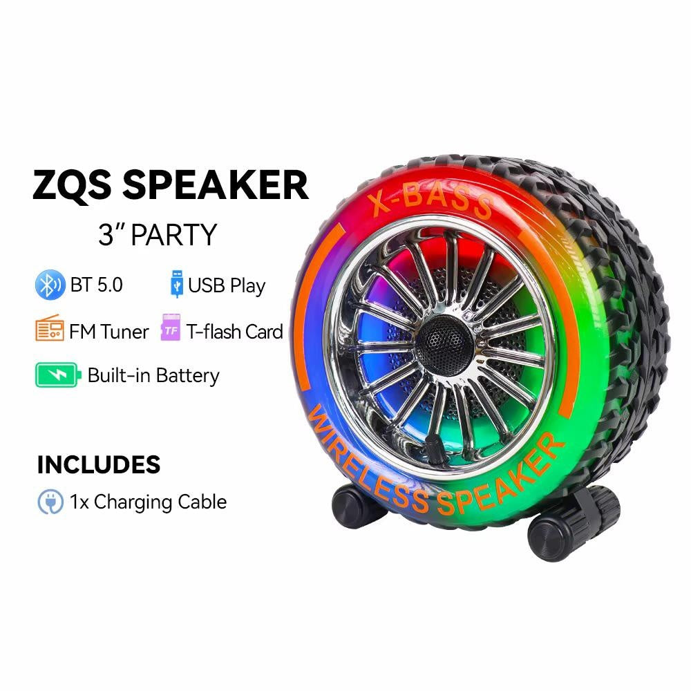 Boxa Portabila Bluetooth Tip Roata cu Lumini LED RGB, USB, FM Radio, Card TF