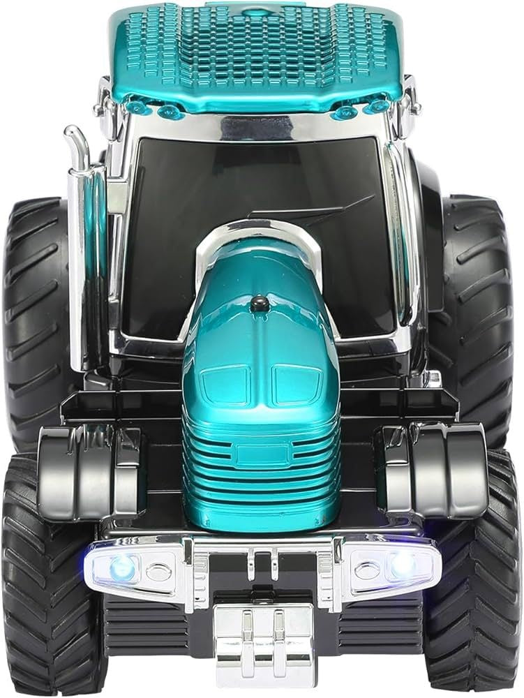 Boxa portabila Bluetooth tractor vintage, radio FM, USB, TF, AUX, lumini LED, TWS, verde smarald