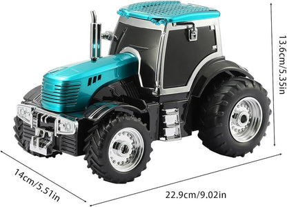 Boxa portabila Bluetooth tractor vintage, radio FM, USB, TF, AUX, lumini LED, TWS, verde smarald