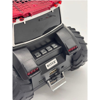 Boxa portabila Bluetooth tractor vintage, radio FM, USB, TF, AUX, TWS, lumini LED, rosu rubin