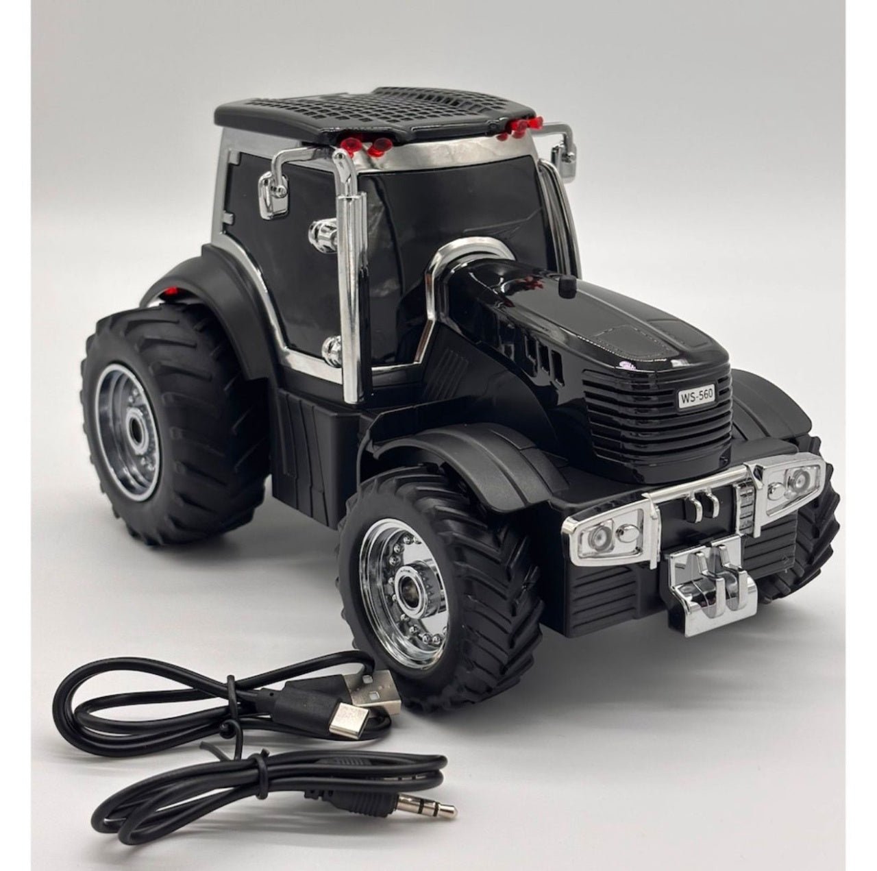 Boxa portabila Bluetooth tractor vintage, radio FM, USB, TF, AUX, TWS, lumini LED, negru intens