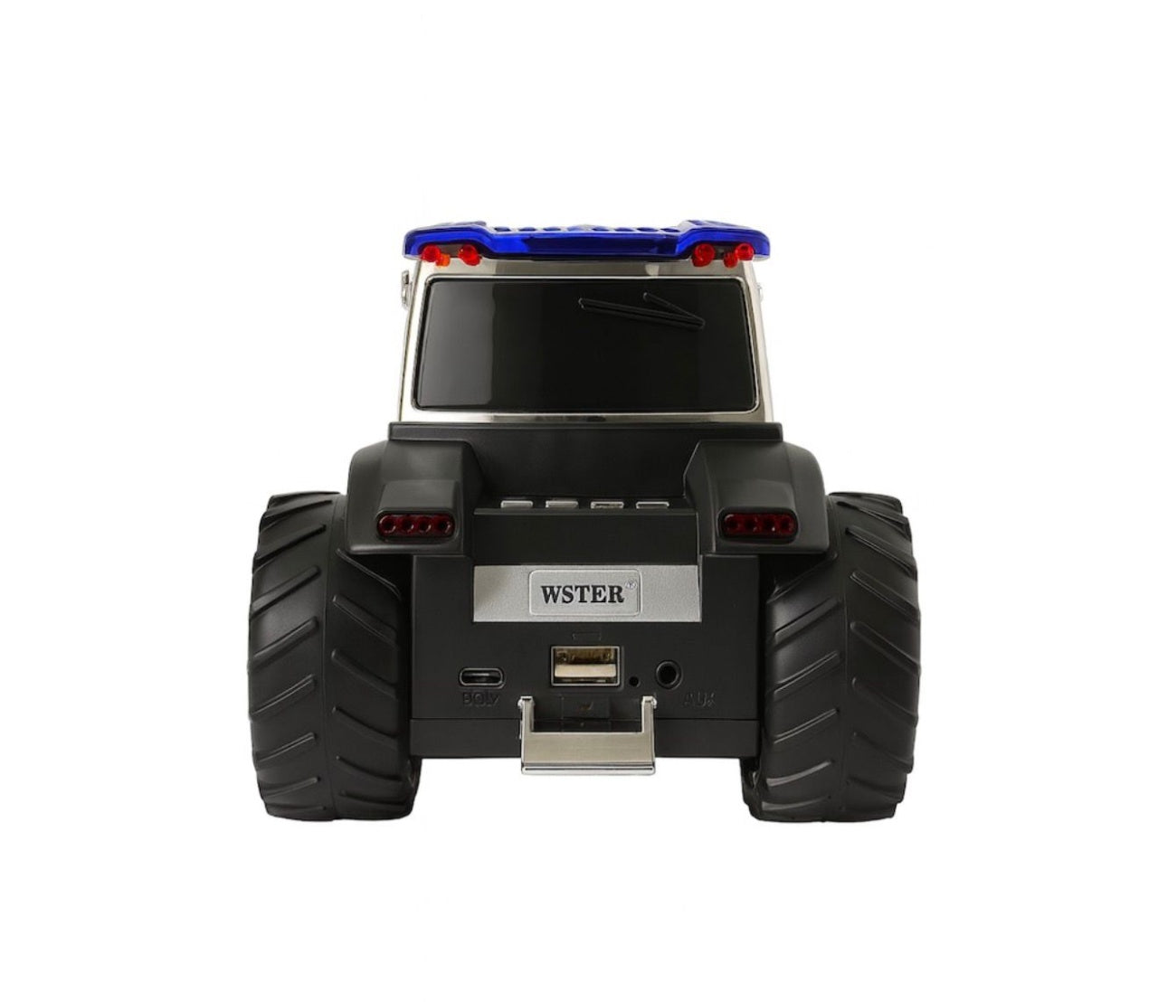 Boxa portabila Bluetooth tractor vintage, radio FM, USB, TF, AUX, TWS, lumini LED, albastru indigo