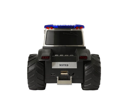 Boxa portabila Bluetooth tractor vintage, radio FM, USB, TF, AUX, TWS, lumini LED, albastru indigo