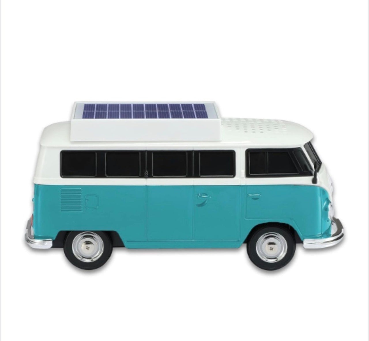 Boxă portabilă Bluetooth WSTER în formă de microbuz retro, cu încărcare solară, turcoaz