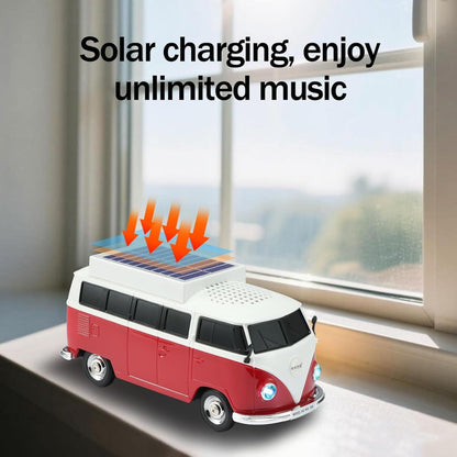 Boxă portabilă Bluetooth WSTER în formă de microbuz retro, cu încărcare solară, rosu