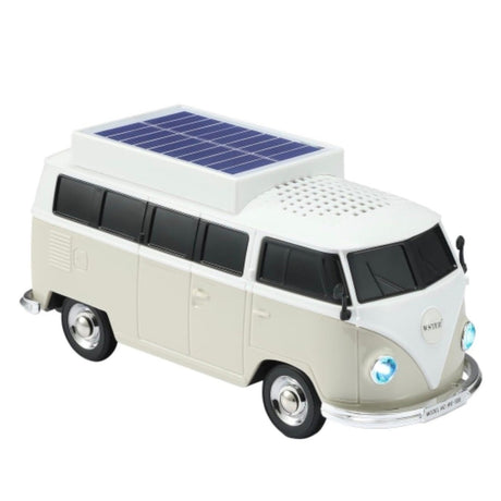 Boxă portabilă Bluetooth WSTER în formă de microbuz retro, cu încărcare solară, gri