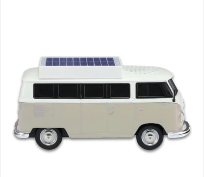 Boxă portabilă Bluetooth WSTER în formă de microbuz retro, cu încărcare solară, gri
