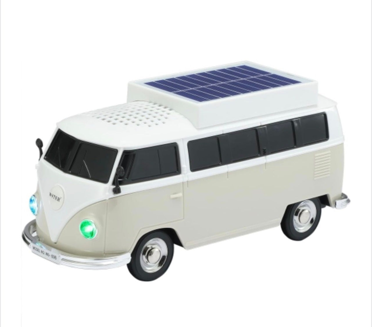 Boxă portabilă Bluetooth WSTER în formă de microbuz retro, cu încărcare solară, gri