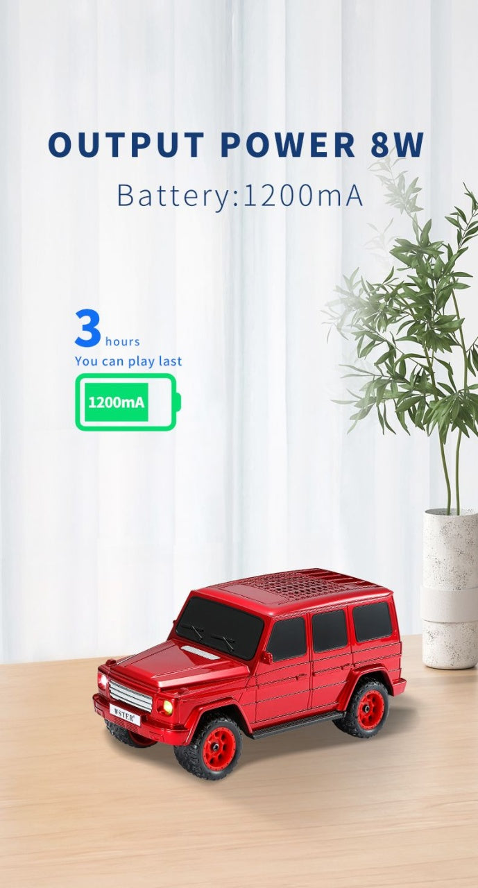 Boxa portabila wireless model masina SUV, 8W, Bluetooth, radio FM, USB, TF, rosie