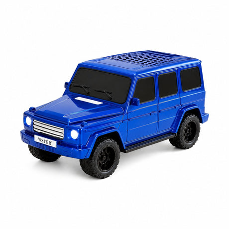Boxa portabila wireless model masina SUV, 8W, Bluetooth, radio FM, USB, TF, albastra