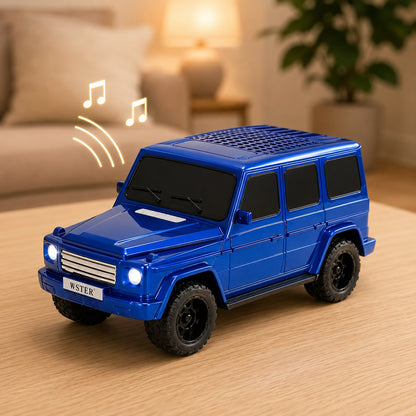 Boxa portabila wireless model masina SUV, 8W, Bluetooth, radio FM, USB, TF, albastra