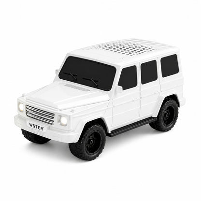 Boxa portabila wireless model masina SUV, 8W, Bluetooth, radio FM, USB, TF, alb