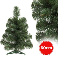 Brad artificial 60 cm cu 59 crengi si suport plastic , In cutie cu tematica de craciun