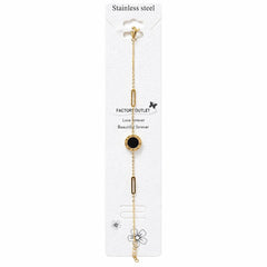 Brățară aurie Roxé cu cerc negru și elemente geometrice, inoxidabil 16+4.5 cm