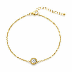 Bratara aurie Roxé cu cristal central, eleganta, reglabila 18+3 cm