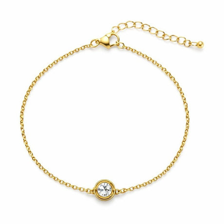 Bratara aurie Roxé cu cristal central, eleganta, reglabila 18+3 cm