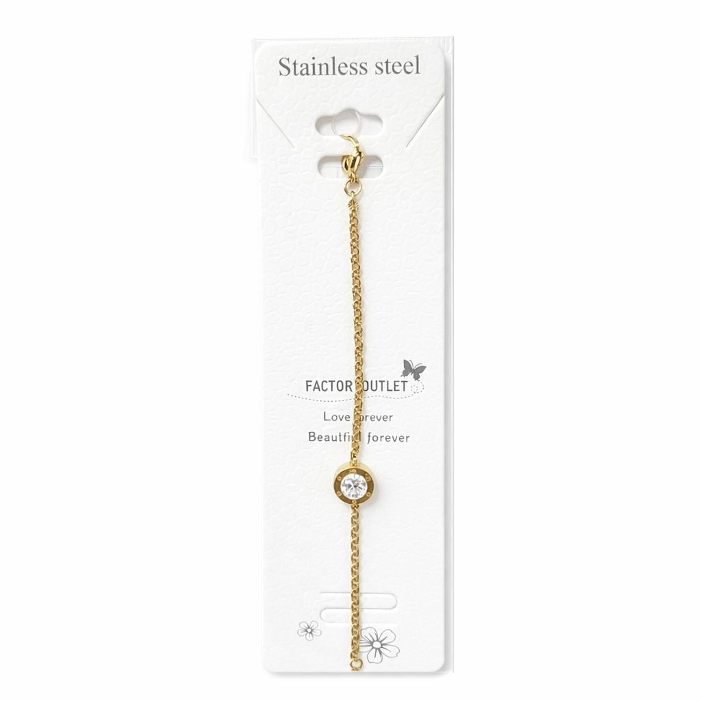 Bratara aurie Roxé cu cristal central, eleganta, reglabila 18+3 cm