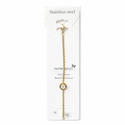 Bratara aurie Roxé cu cristal central, eleganta, reglabila 18+3 cm
