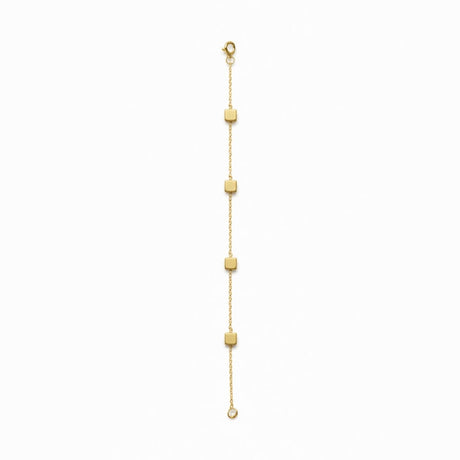 Brățară aurie Roxé cu cuburi minimaliste, lanț fin reglabil 16.5+4.5 cm