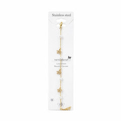 Brățară aurie Roxé cu flori delicate și perle, inoxidabil 17.5+5.5 cm