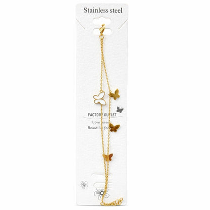 Brățară aurie Roxé cu fluturași eleganți, design delicat, inoxidabil 16.5+3.5 cm