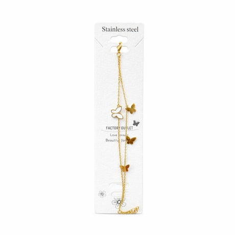 Brățară aurie Roxé cu fluturași eleganți, design delicat, inoxidabil 16.5+3.5 cm