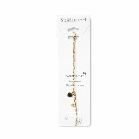 Bratara aurie Roxé cu inimioara neagra si lant modern, reglabila 16.5+3 cm