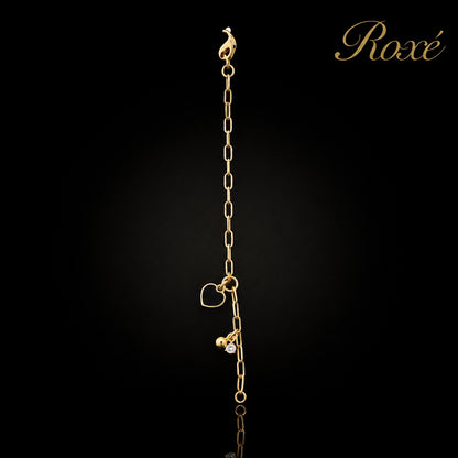 Bratara aurie Roxé cu inimioara neagra si lant modern, reglabila 16.5+3 cm