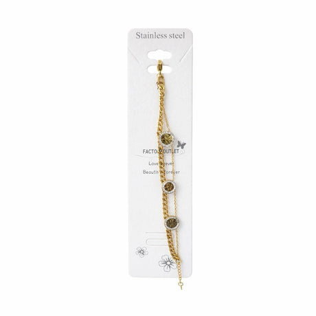 Brățară aurie Roxé cu lanț dublu și simbol Copacul Vieții, inoxidabil 16+4.5 cm