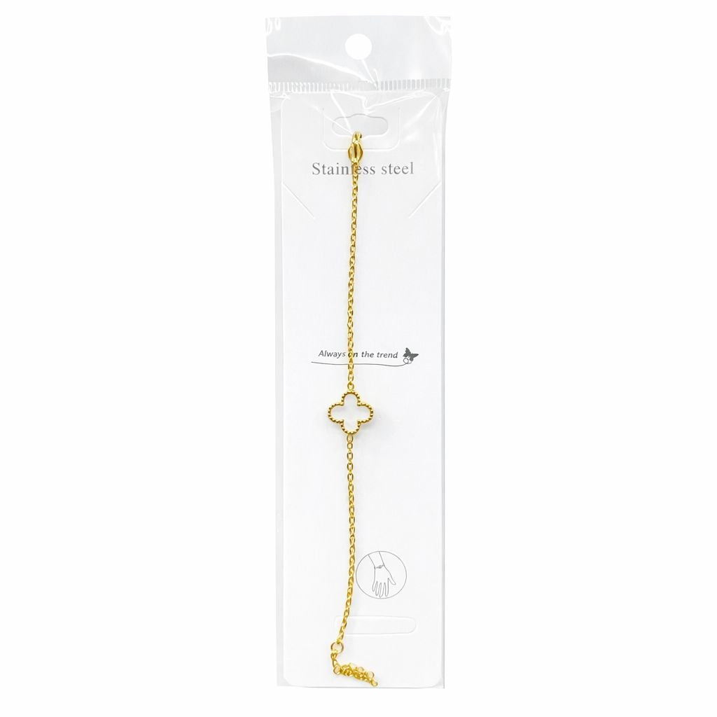 Brățară aurie Roxé cu simbol alb elegant, reglabilă 16.5+6 cm